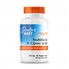R-ліпоєва кислота, R-Lipoic Acid, Doctor's Best, з біопосиленим Na-RALA, 100 мг, 60 веганських капсул
