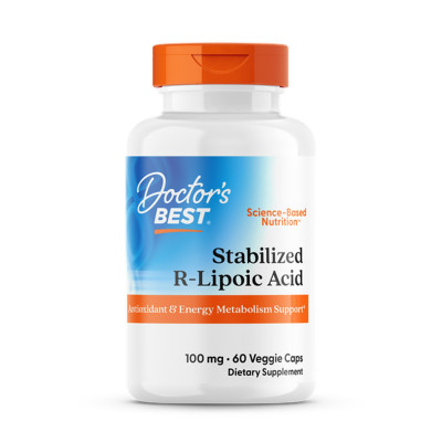 R-ліпоєва кислота, R-Lipoic Acid, Doctor's Best, з біопосиленим Na-RALA, 100 мг, 60 веганських капсул