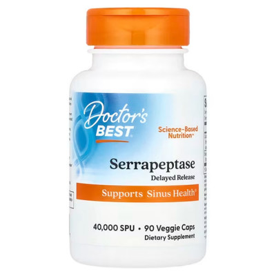 Серрапептаза, Serrapeptase, Doctor's Best, 40 000 SPU, 90 капсул