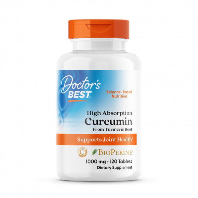 Куркумін, High Absorption Curcumin, Doctor's Best, високої засвоюваності, 1000 мг, 120 веганських таблеток