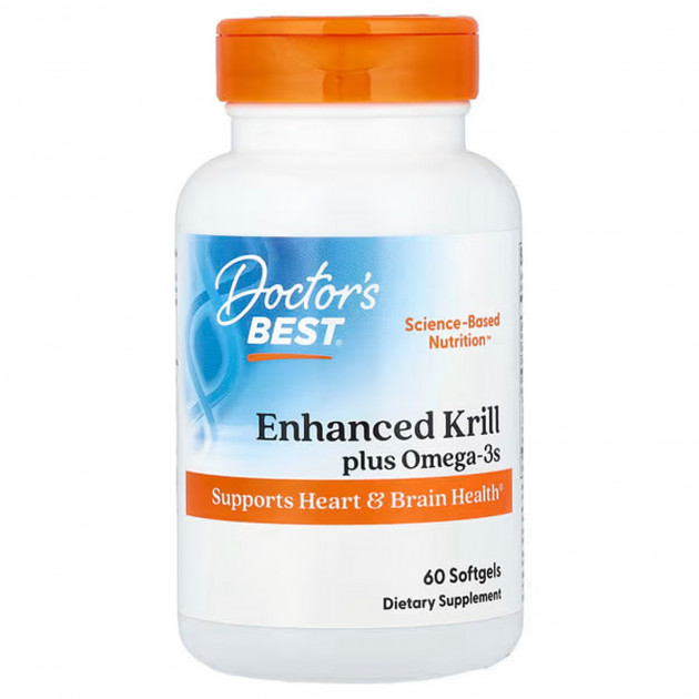 Риб'ячий жир з криля з DHA та EPA плюс Омега-3, Real Krill, Doctor's Best, 60 гелевих капсул