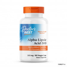 Альфа-ліпоєва кислота, Alpha-Lipoic Acid, Doctor's Best, 300 мг, 180 веганських капсул