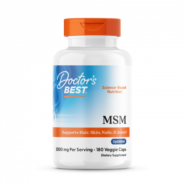 Метилсульфонілметан, MSM with OptiMSM, Doctor's Best, 1000 мг, 180 веганських капсул
