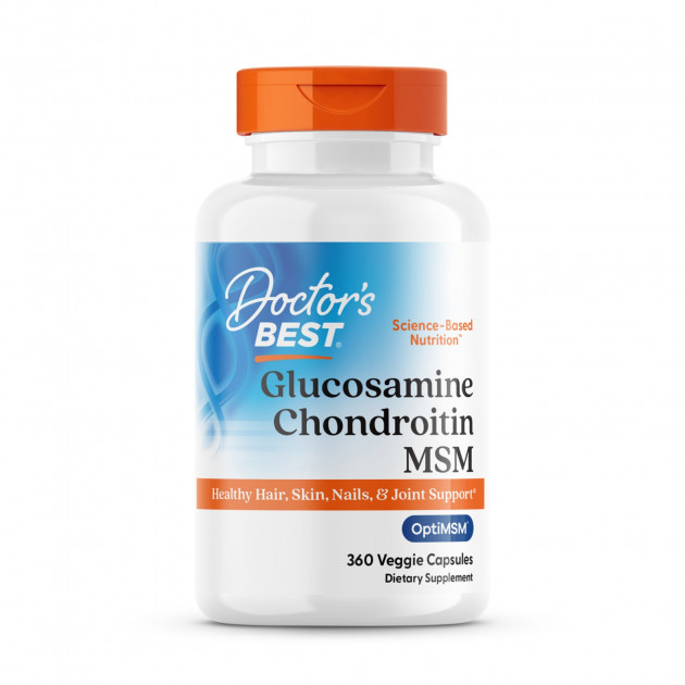 Глюкозамін хондроїтин МСМ, Glucosamine Chondroitin MSM, Doctor's Best, 360 вегетаріанських капсул