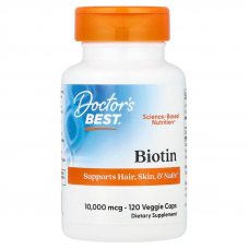 Біотин, Biotin, Doctor's Best, 10 000 мкг, 120 веганських капсул
