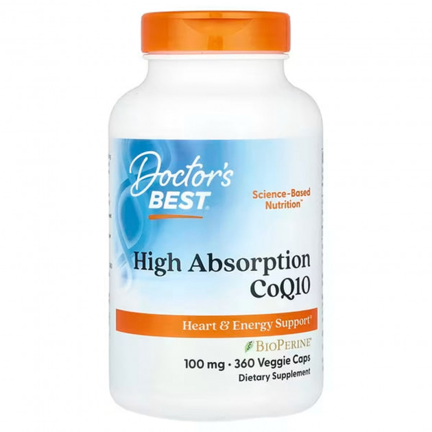 Коензим CoQ10 з біоперіном, CoQ10 with BioPerine, Doctor's Best, 100 мг, 360 капсул