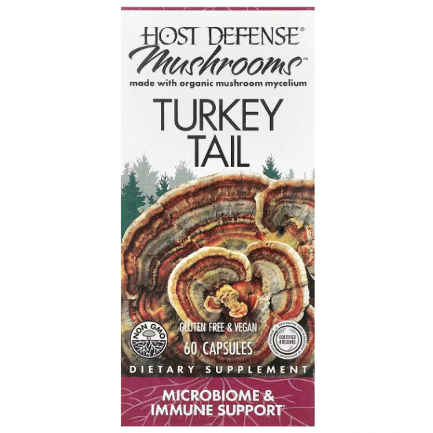 Траметес різнокольоровий, Turkey Tail, Fungi Perfecti, Host Defense, 60 капсул