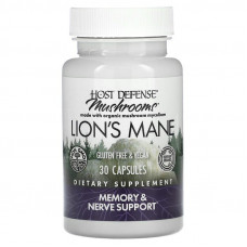 Їжовик гребінчастий, Lion's Mane, Fungi Perfecti, Host Defense, підтримка пам'яті та нервів, 1 г, 30 вегетаріанських капсул