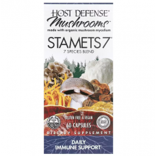 Підтримка імунітету, Immune Support STAMETS 7, Host Defense, щоденна, суміш із 7 видів грибів, 60 вегетаріанських капсул
