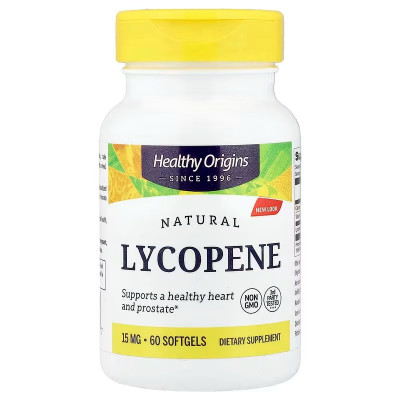Лікопін, Natural Lycopene, Healthy Origins, 15 мг, 60 гелевих капсул