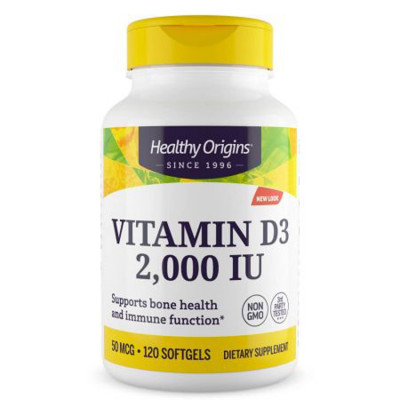 Вітамін D3 в олії МСТ, Vitamin D3 in MCT Oil, Healthy Origins, 2000 МО, 120 гелевих капсул