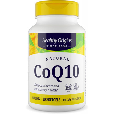 Коензим Q10, Healthy Origins, Kaneka Q10 (CoQ10), для здоров'я серця та клітинної енергії, ферментований дріжджами, 600 мг, 30 капсул