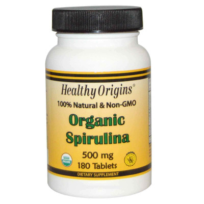 Спіруліна, Spirulina, Healthy Origins, органік, 500 мг, 180 таблеток