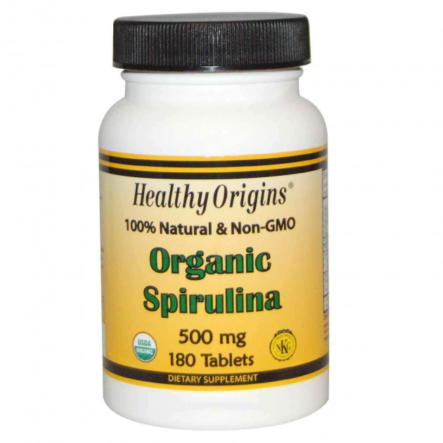 Спіруліна, Spirulina, Healthy Origins, органік, 500 мг, 180 таблеток