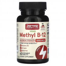 Вітамін В12, Methyl B-12, Jarrow Formulas, максимальна сила, 5000 мкг, 60 жувальних таблеток