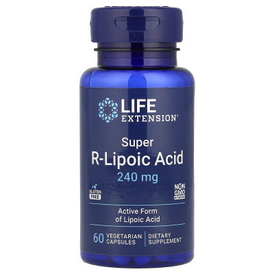 R ліпоєва кислота, Super R-Lipoic Acid, Life Extension, 60 вегетаріанських капсул