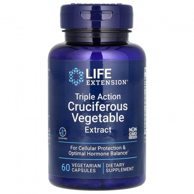 Екстракт хрестоцвітих овочів, Triple Action Cruciferous Vegetable Extract, Life Extension, потрійної дії, 60 капсул