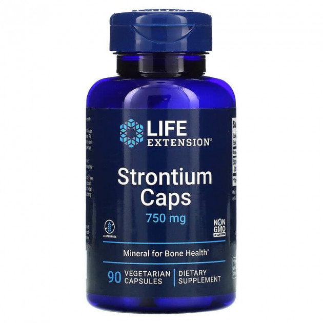 Стронцій для здоров'я кісток, Strontium, Life Extension, 750 мг, 90 вегетаріанських капсул (250 мг на капсулу)