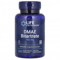 DMAE (Диметиламіноетанол), DMAE Bitartrate, Life Extension, 150 мг, 200 капсул