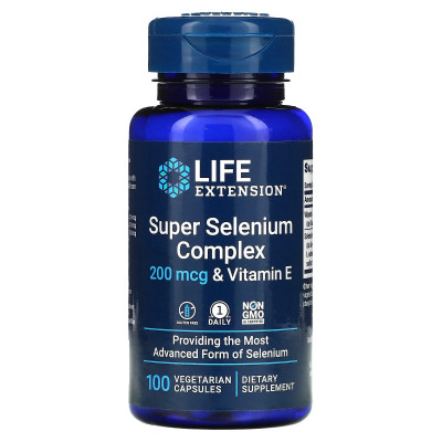 Селен із вітаміном Е, суперкомплекс, Super Selenium Complex & Vitamin E, Life Extension, 200 мкг, 100 вегетаріанських капсул