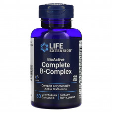 В-комплекс вітамінів, BioActive B-Complex, Life Extension, біоактивний, 60 вегетаріанських капсул