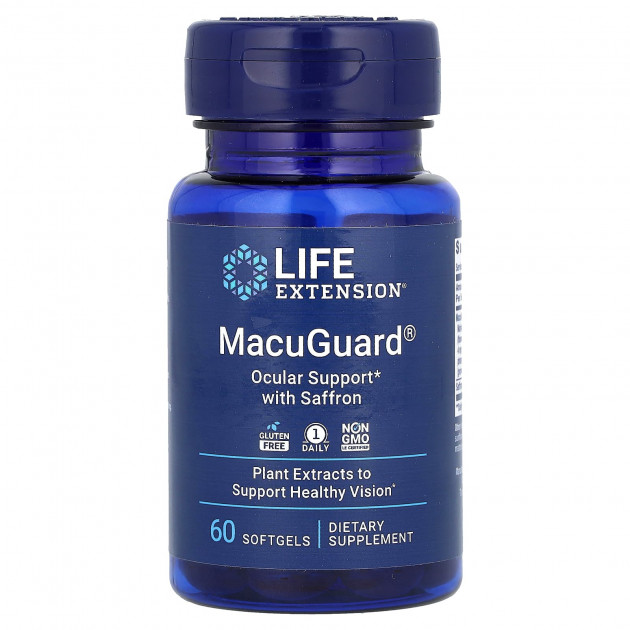 Вітаміни для очей, Ocular Support with Saffron, Life Extension, 60 гелевих капсул