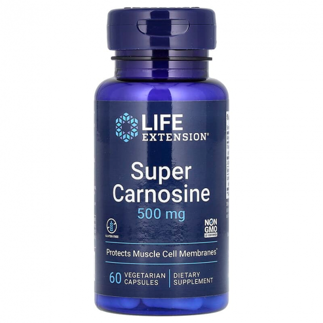 Супер карнозин, Carnosine, Life Extension, 500 мг, 60 веганських капсул
