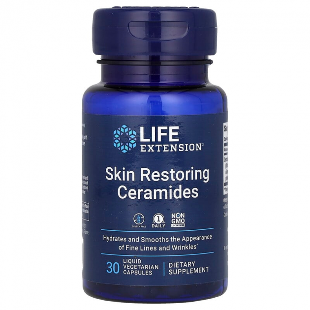 Відновлення шкіри, Skin Restoring Ceramides, Life Extension, кераміди, 30 рідких вегетаріанських капсул
