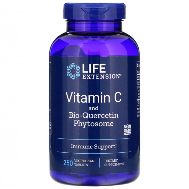 Вітамін С + біо-кверцетин, Vitamin C and Bio-Quercetin Phytosome, Life Extension, 250 вегетаріанських таблеток
