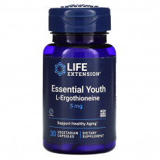L-ерготіонеїн, Essential Youth L-Ergothioneine, Life Extension, підтримка молодості, 5 мг, 30 вегетаріанських капсул