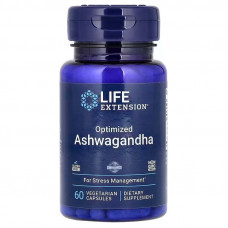 Ашваганда, Optimized Ashwagandha, Life Extension, оптимізована, 125 мг, 60 вегетаріанських капсул