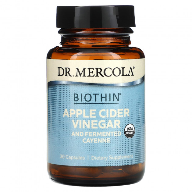 Яблучний оцет і кайенский перець, Apple Cider Vinegar Cayenne, Dr. Mercola, ферментований, 30 капсул