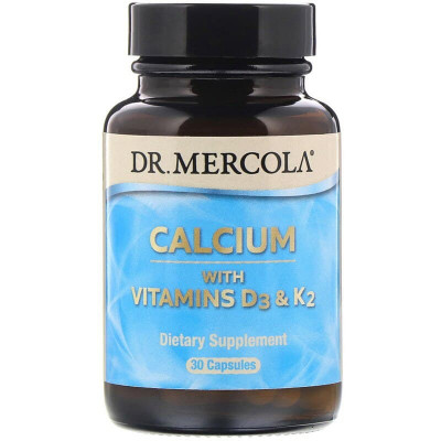 Кальцій з вітамінами D3 і К2, Calcium with Vitamins D3 & K2, Dr. Mercola, 30 капсул