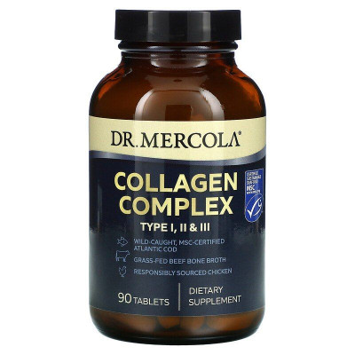 Колаген типу I, II та III, Collagen Complex, Dr. Mercola, комплекс, 90 пігулок