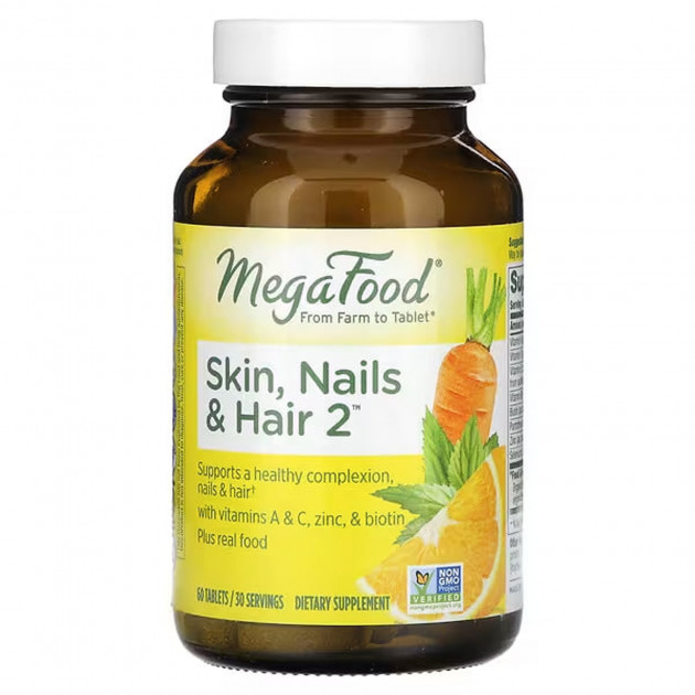 Вітаміни для волосся, шкіри і нігтів, Skin, Nails & Hair 2, MegaFood, 60 таблеток