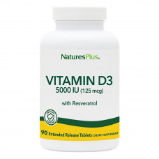 Вітамін D3 ультра, Ultra Vitamin D3, Nature's Plus, 125 мкг (5000 МО), 90 таблеток з розширеним вивільненням