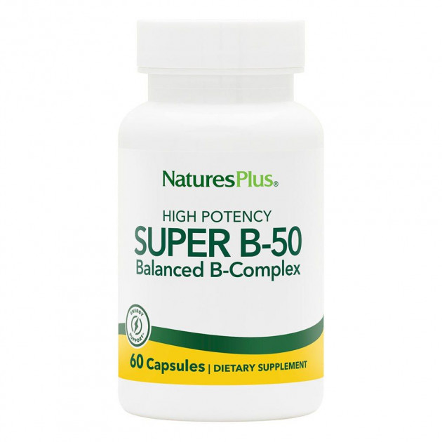 Комплекс вітамінів B-50, Super B-50, Nature's Plus, 60 вегетаріанських капсул