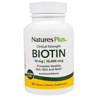 Біотин з уповільненим вивільненням, Biotin, Nature's Plus, 10000 мкг, 90 таблеток