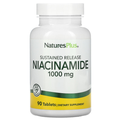 Ніацинамід, Niacinamide, Nature's Plus, 1000 мг, 90 капсул
