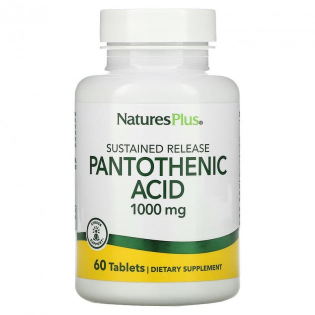 Пантотенова кислота (Pantothenic Acid), Nature's Plus, 1000 мг, 60 таблеток