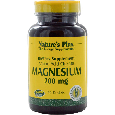 Магній, Magnesium, Nature's Plus, 200 мг, 90 таблеток