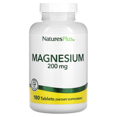Магній, Magnesium, Nature's Plus, 200 мг, 180 таблеток