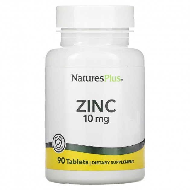 Цинк в таблетках, Zinc, Nature's Plus, 10 мг, 90 таблеток