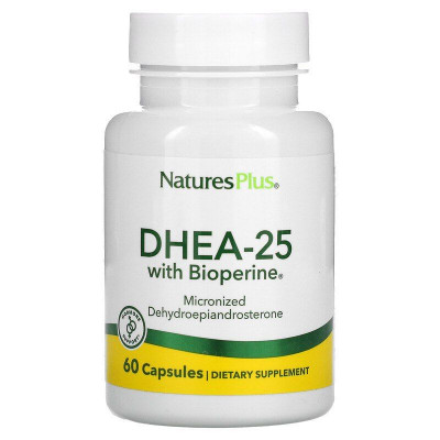 ДГЕА-25 з біоперіном, DHEA-25 With Bioperine, Nature's Plus, 60 вегетаріанських капсул