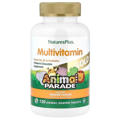 Вітаміни для дітей, Children's Chewable Multivitamin, Nature's Plus, Animal Parade, смак апельсину, 120 жувальних таблеток у формі тварин