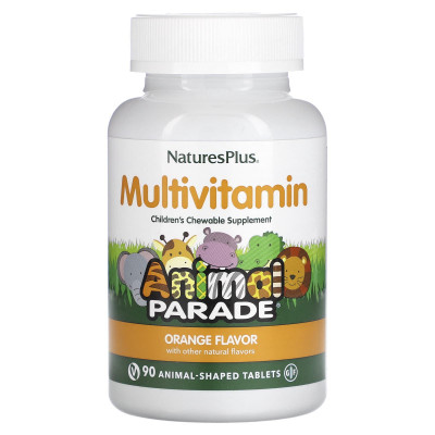 Мультивітаміни та мінерали для дітей, Multi-Vitamin & Mineral Supplement, Nature's Plus, апельсиновий смак, 90 таблеток у формі тварин