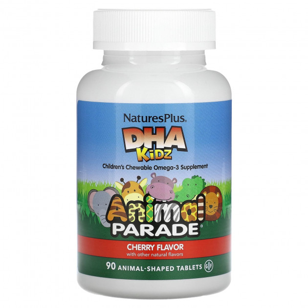 Риб'ячий жир для дітей, DHA for Kids, Nature's Plus, Animal Parade, вишневий смак, 90 жувальних цукерок