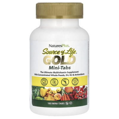 Мультивітаміни, Gold, The Ultimate Multivitamin Supplement, Source of Life, NaturesPlus, 180 міні-таблеток