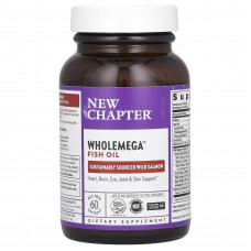 Жир аляскинського лосося, Wholemega Fish Oil, New Chapter, 60 гелевих капсул