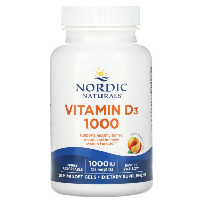 Вітамін D3 (апельсин), Vitamin D3, Nordic Naturals, 1000 МО, 120 гелевих капсул